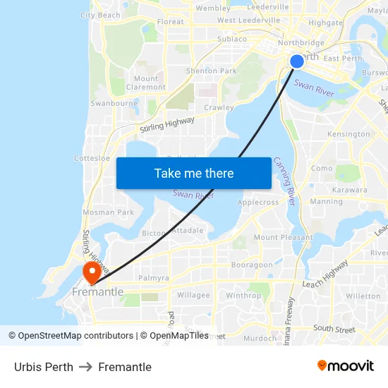 Urbis Perth to Fremantle map