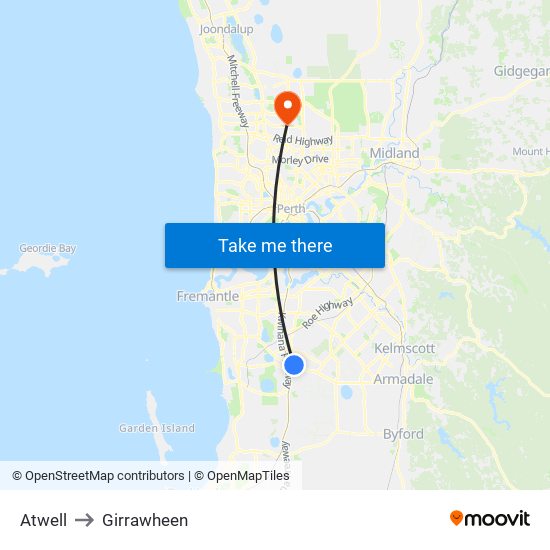 Atwell to Girrawheen map