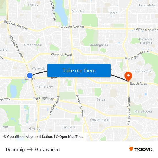 Duncraig to Girrawheen map