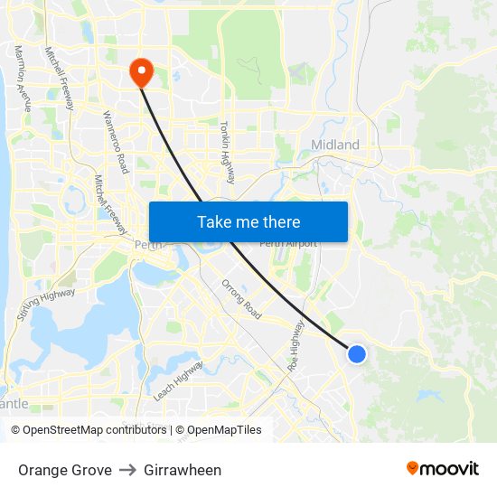Orange Grove to Girrawheen map