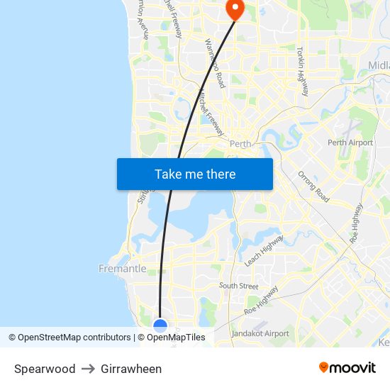 Spearwood to Girrawheen map