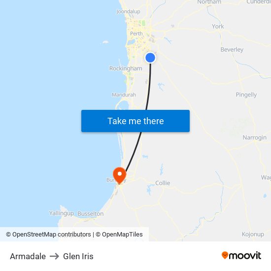 Armadale to Glen Iris map