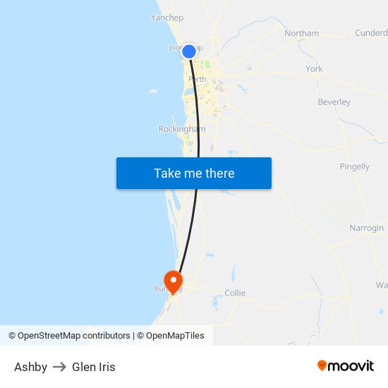 Ashby to Glen Iris map