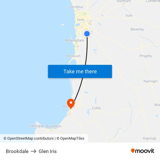 Brookdale to Glen Iris map