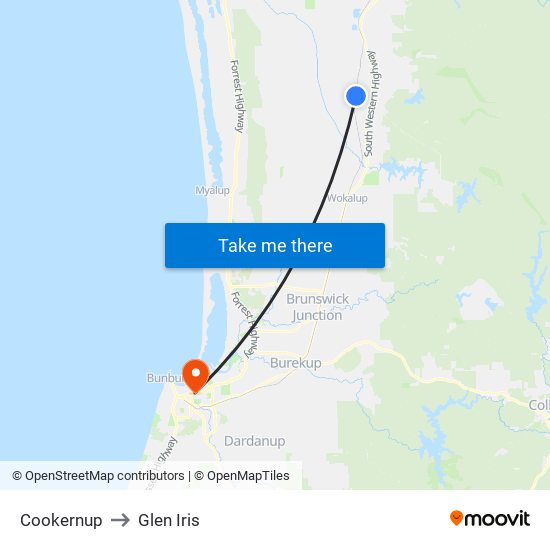 Cookernup to Glen Iris map