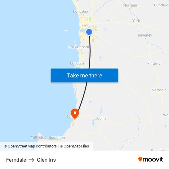 Ferndale to Glen Iris map