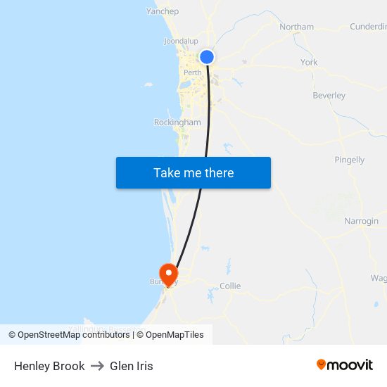 Henley Brook to Glen Iris map