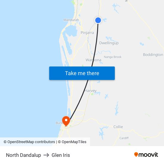 North Dandalup to Glen Iris map