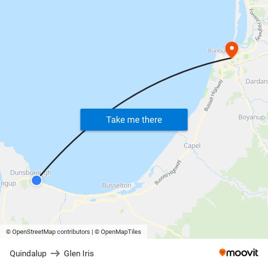 Quindalup to Glen Iris map