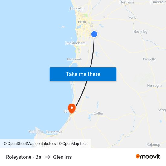 Roleystone - Bal to Glen Iris map