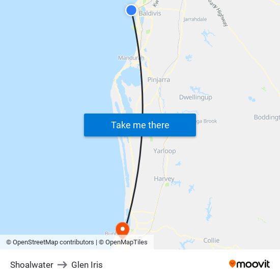 Shoalwater to Glen Iris map