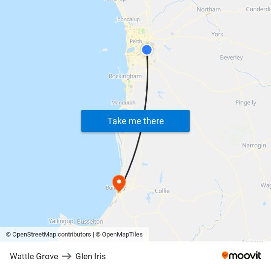 Wattle Grove to Glen Iris map