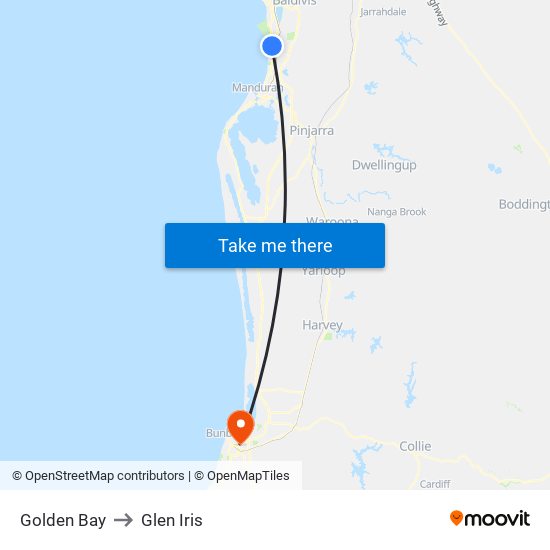 Golden Bay to Glen Iris map