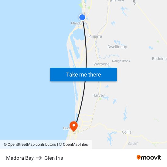 Madora Bay to Glen Iris map