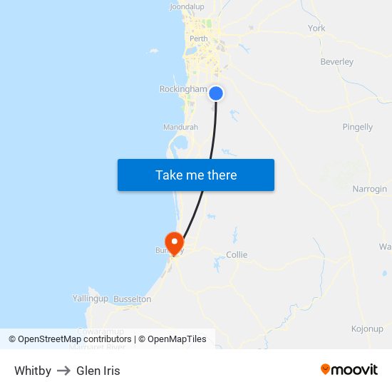 Whitby to Glen Iris map