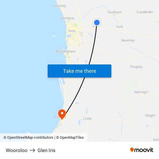 Wooroloo to Glen Iris map