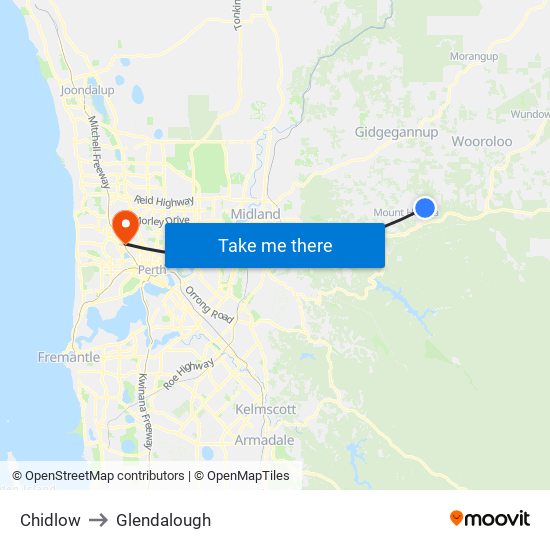 Chidlow to Glendalough map