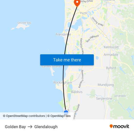 Golden Bay to Glendalough map