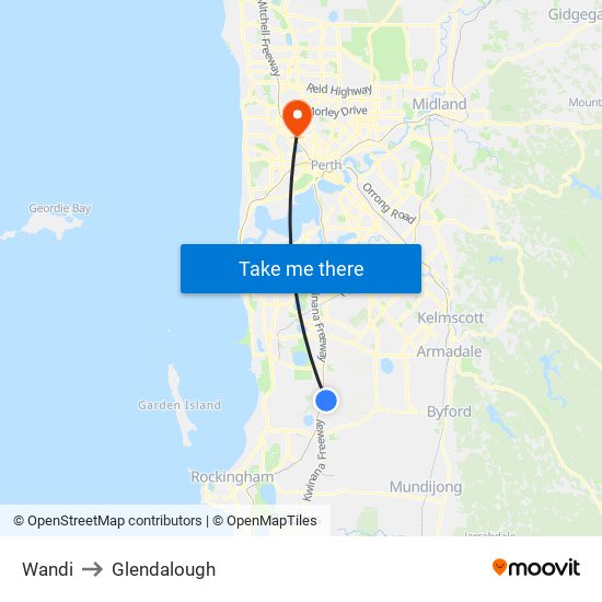 Wandi to Glendalough map