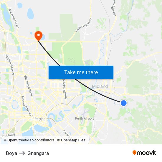 Boya to Gnangara map