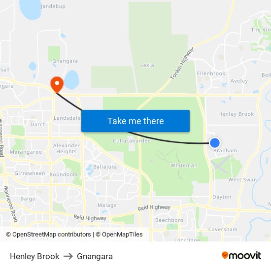 Henley Brook to Gnangara map