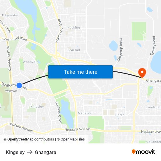 Kingsley to Gnangara map