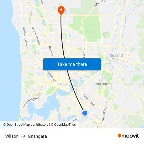 Wilson to Gnangara map