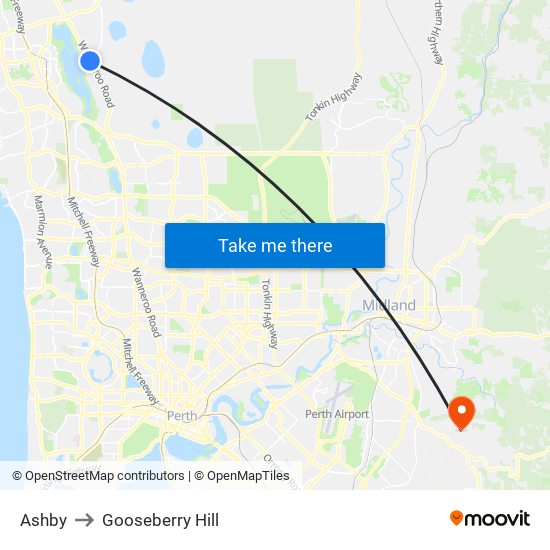 Ashby to Gooseberry Hill map