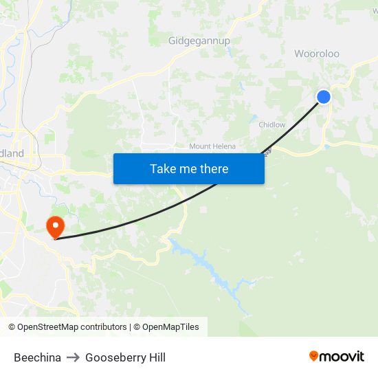 Beechina to Gooseberry Hill map
