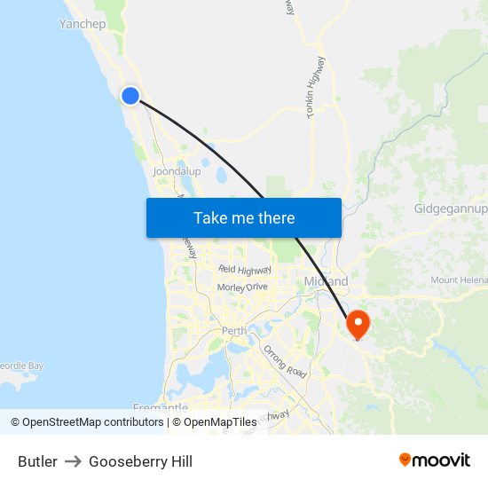 Butler to Gooseberry Hill map