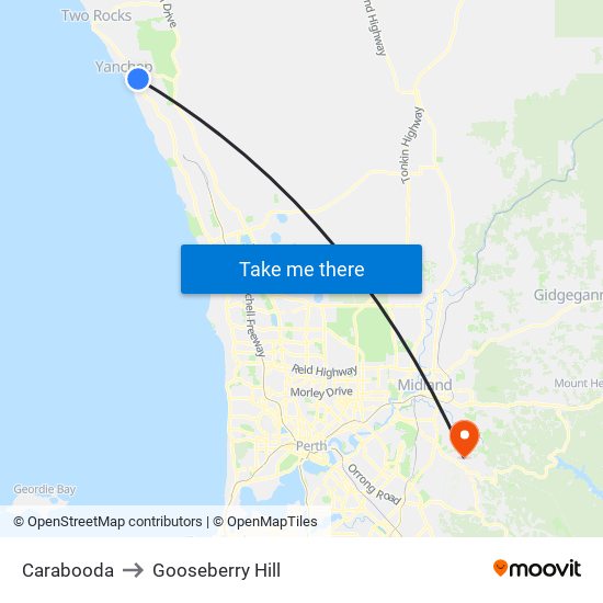 Carabooda to Gooseberry Hill map