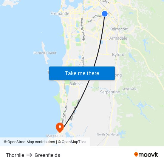 Thornlie to Greenfields map