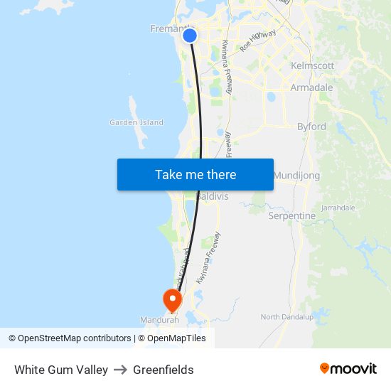 White Gum Valley to Greenfields map