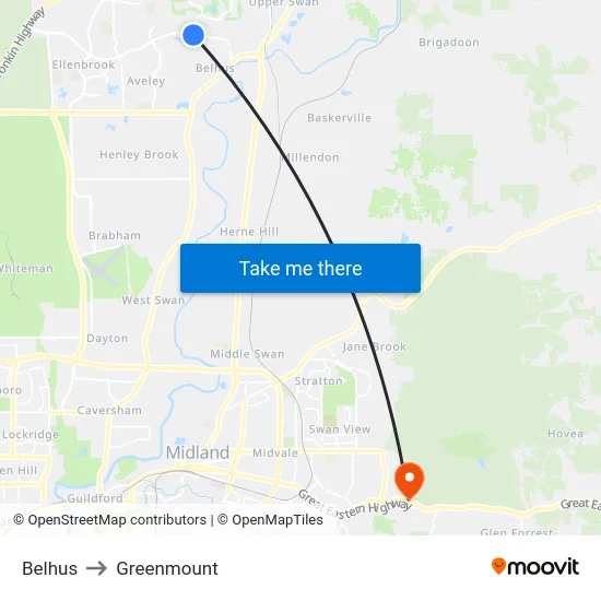 Belhus to Greenmount map