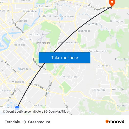 Ferndale to Greenmount map