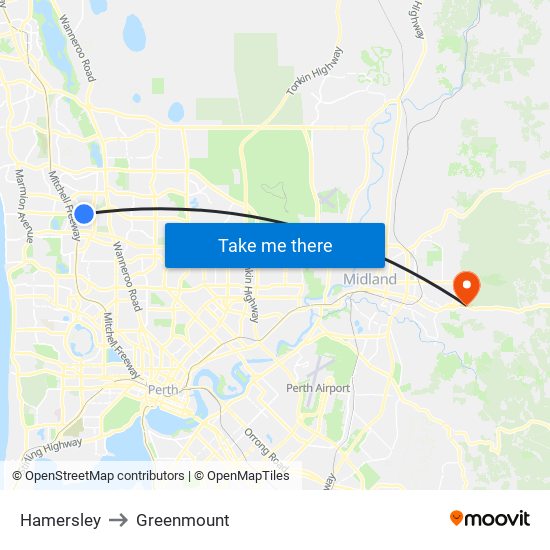 Hamersley to Greenmount map