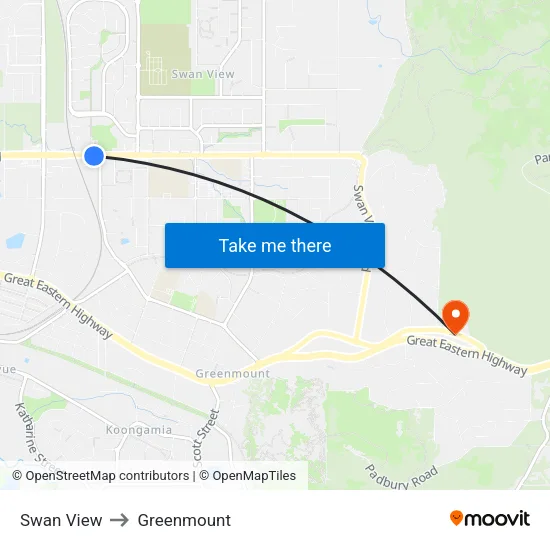 Swan View to Greenmount map