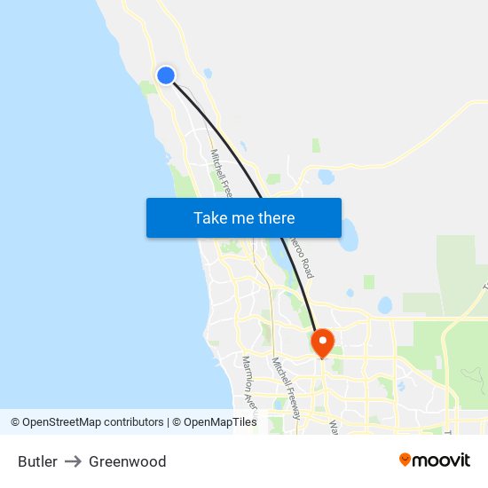 Butler to Greenwood map