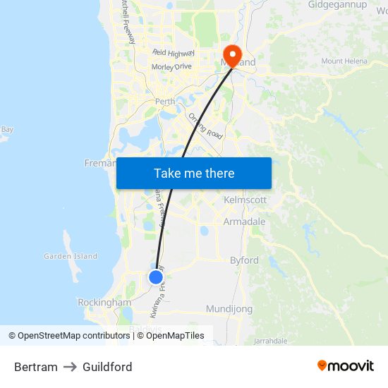 Bertram to Guildford map