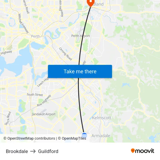 Brookdale to Guildford map