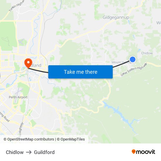 Chidlow to Guildford map