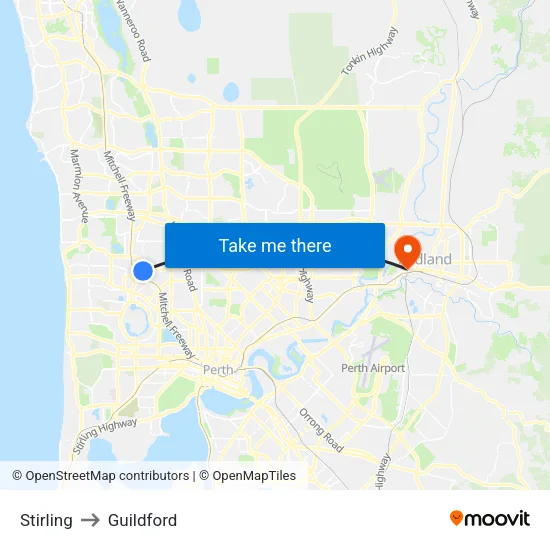 Stirling to Guildford map