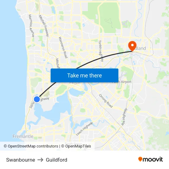 Swanbourne to Guildford map