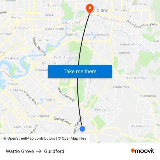 Wattle Grove to Guildford map