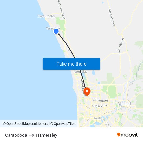 Carabooda to Hamersley map