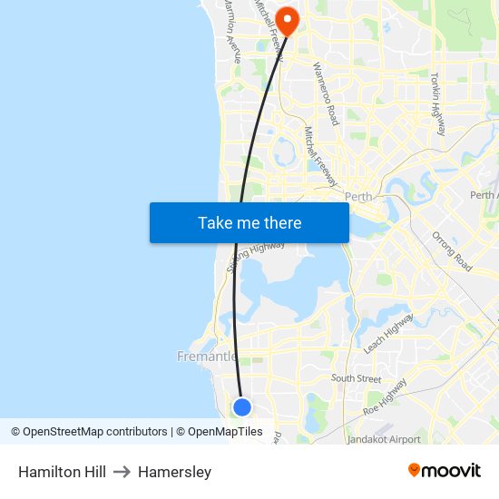 Hamilton Hill to Hamersley map