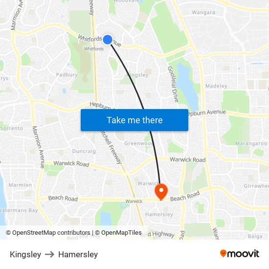 Kingsley to Hamersley map