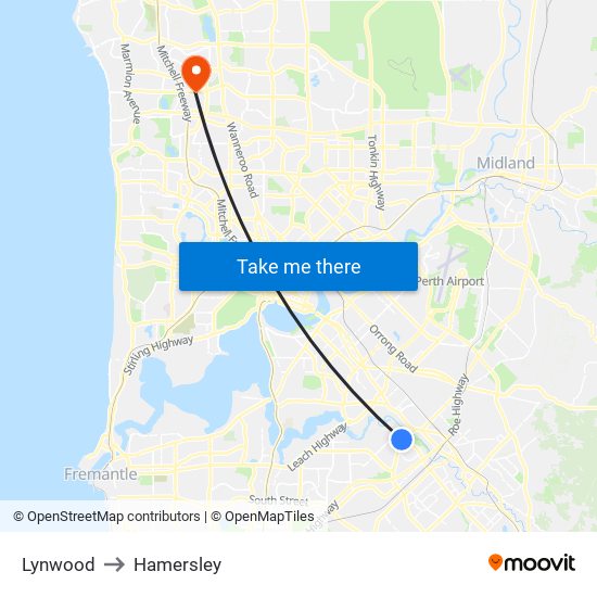 Lynwood to Hamersley map