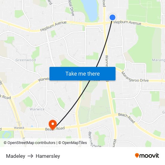 Madeley to Hamersley map