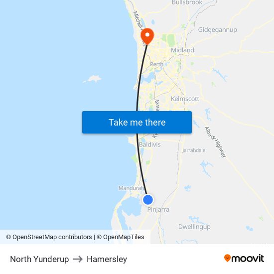 North Yunderup to Hamersley map